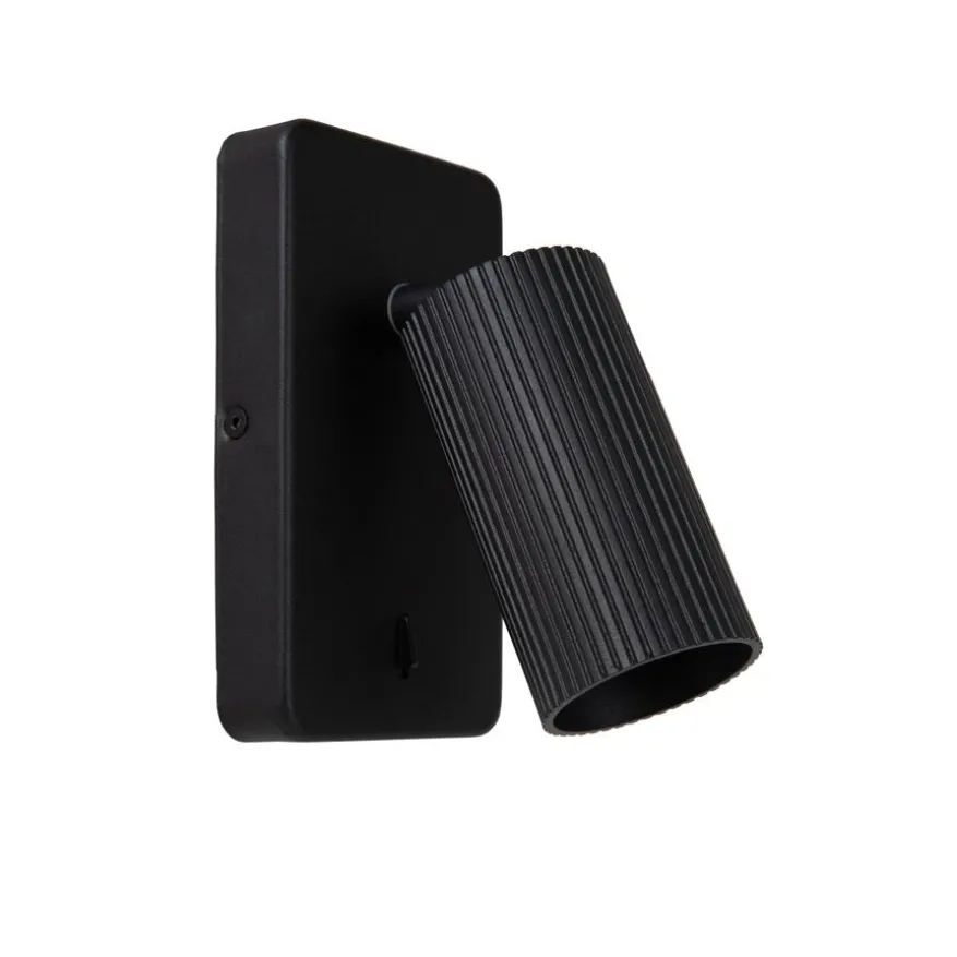 Lucide Wandlamp Clubs Zwart - GU10 - 16 cm hoog
