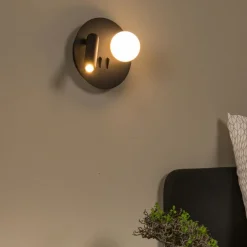 Lucide Wandlamp Matiz Zwart - LED - Ø 17 cm