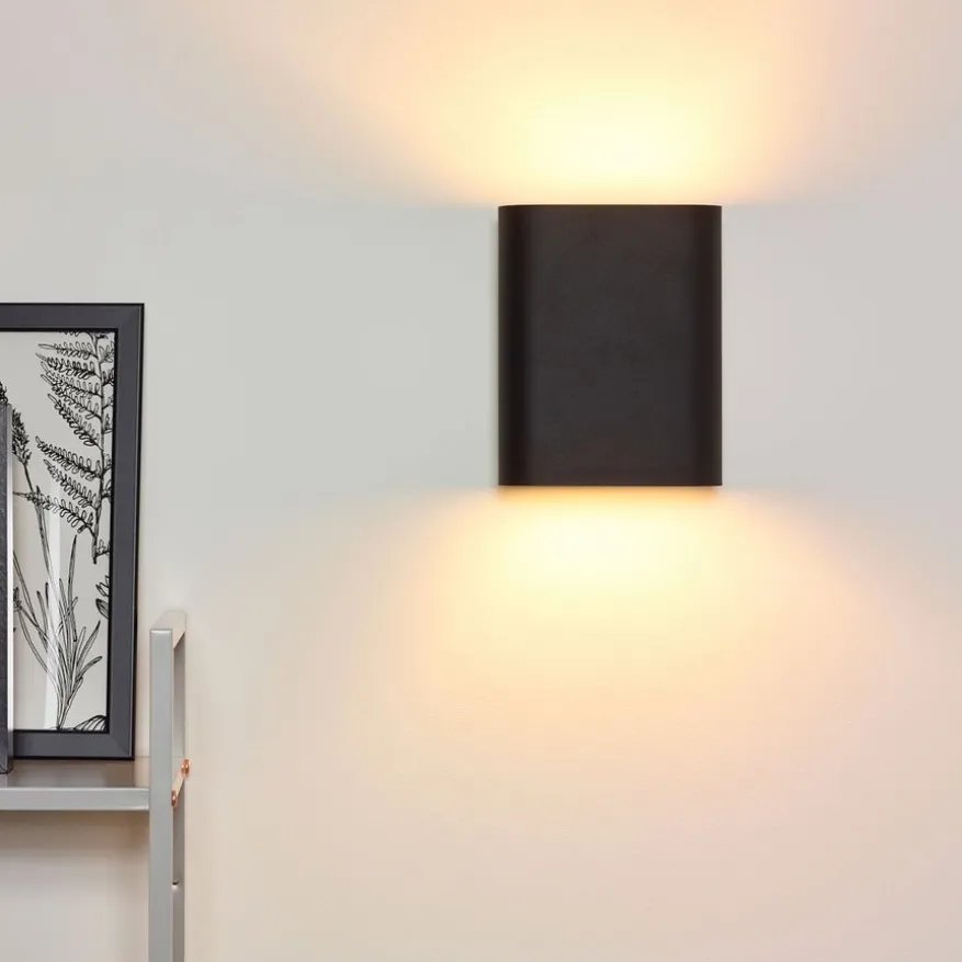 Lucide Wandlamp Ovalis Zwart - 2 x E14 - 20 cm hoog