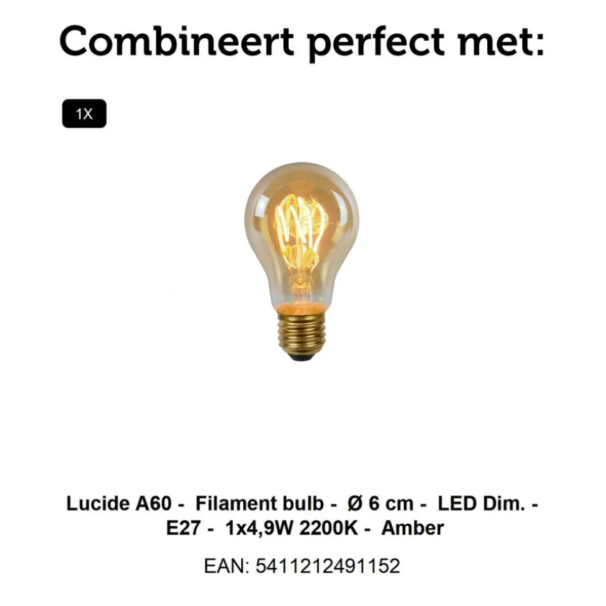 Lucide Wandlamp Spencer Grijs - E27 - 24 cm breed