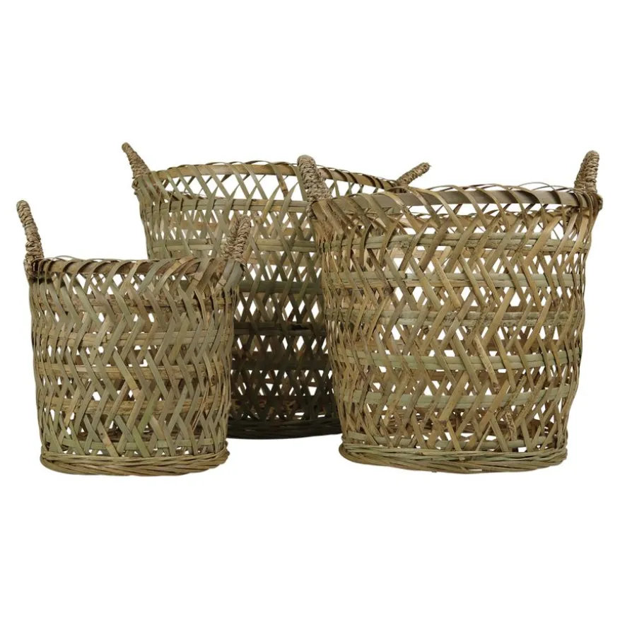 Mand Bamboe Rond Naturel - set 3 stuks