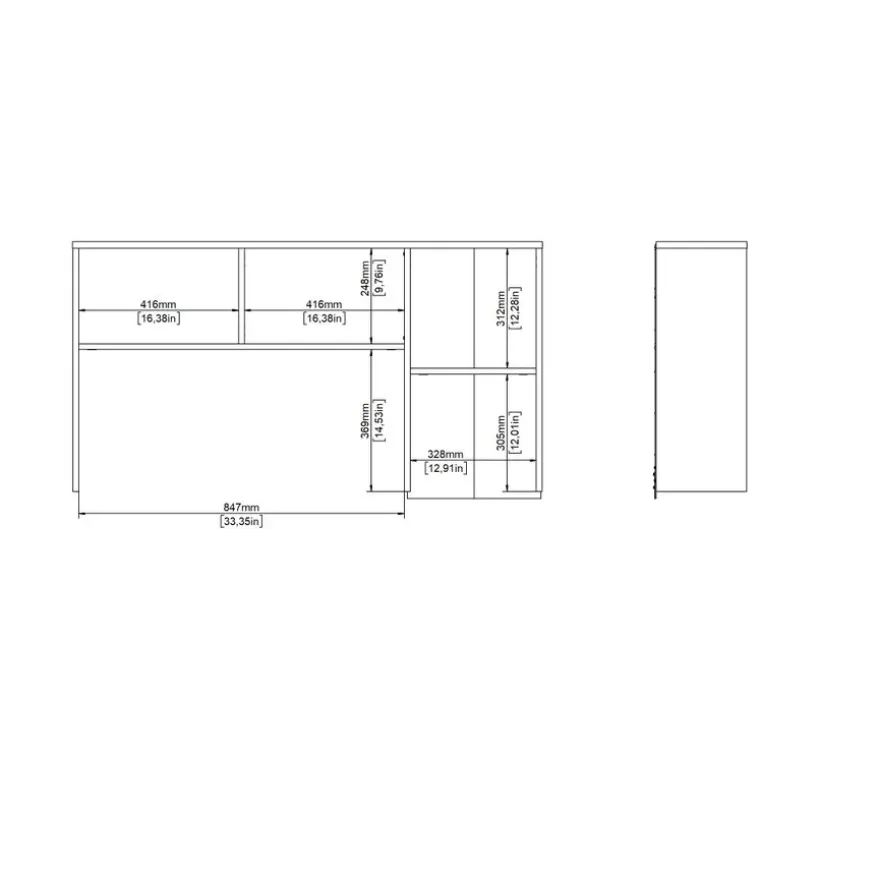 Opzetkast Boston Eiken / Zwart - 123x65x24 cm