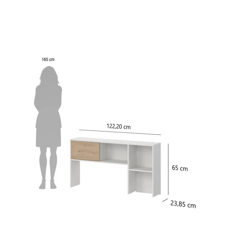 Opzetkast Boston Wit / Eiken - 123x65x24 cm