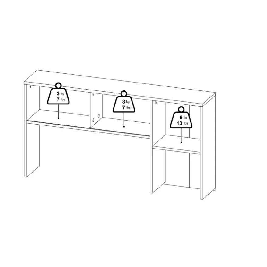 Opzetkast Boston Wit / Eiken - 123x65x24 cm