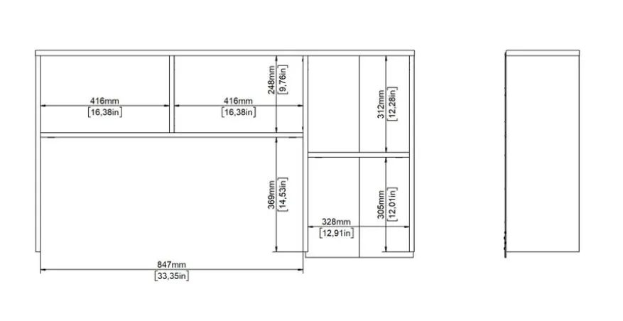 Opzetkast Boston Wit / Eiken - 123x65x24 cm