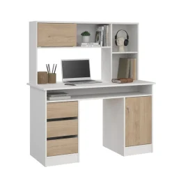 Opzetkast Boston Wit / Eiken - 123x65x24 cm
