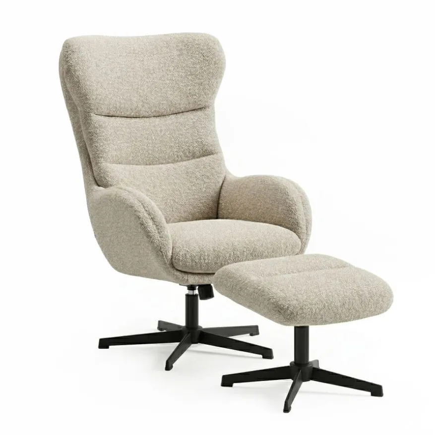 Relaxfauteuil Jack Greige - inclusief hocker