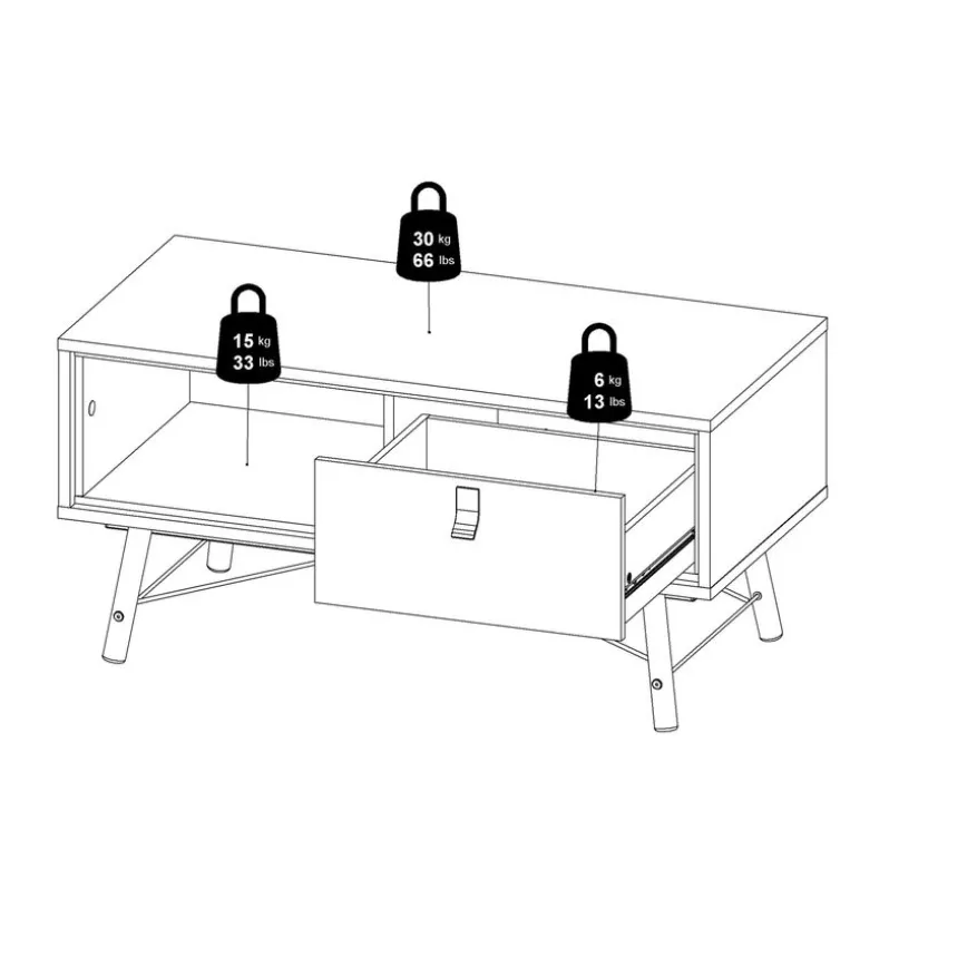 Salontafel Denver Eiken - 102x48 cm