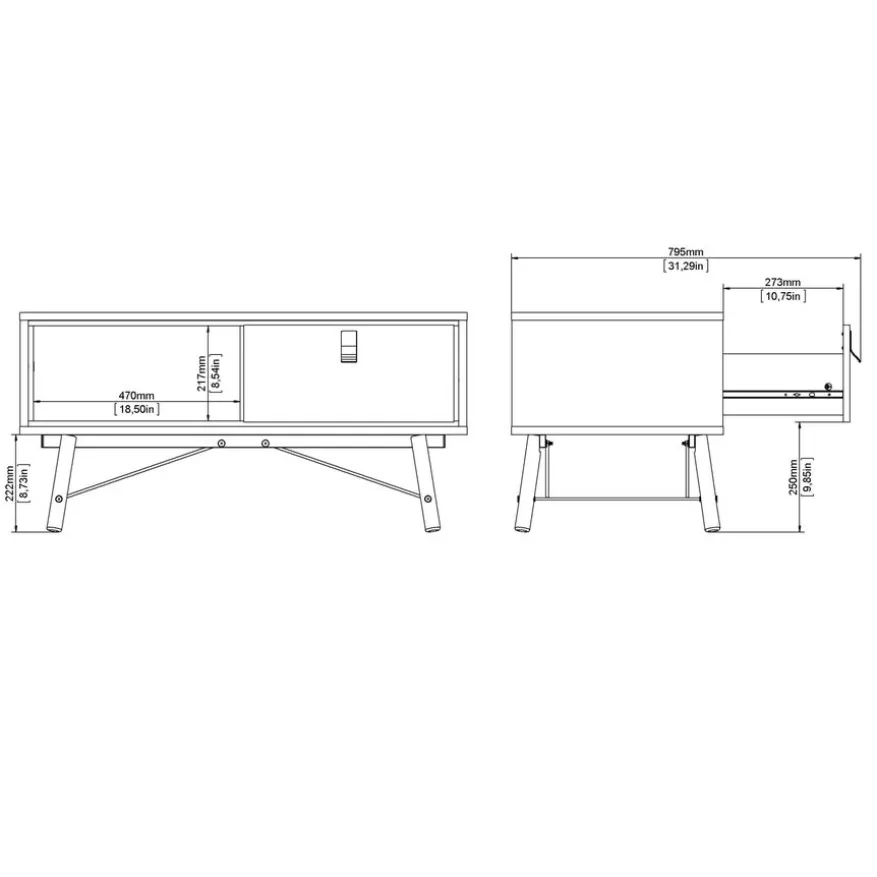 Salontafel Denver Eiken - 102x48 cm