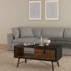 Salontafel Denver Zwart / Walnoot - 102x48 cm