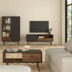 Salontafel Denver Zwart / Walnoot - 102x48 cm