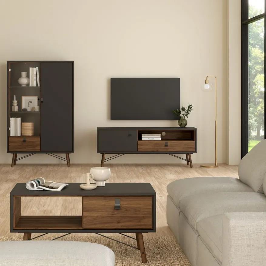 Salontafel Denver Zwart / Walnoot - 102x48 cm