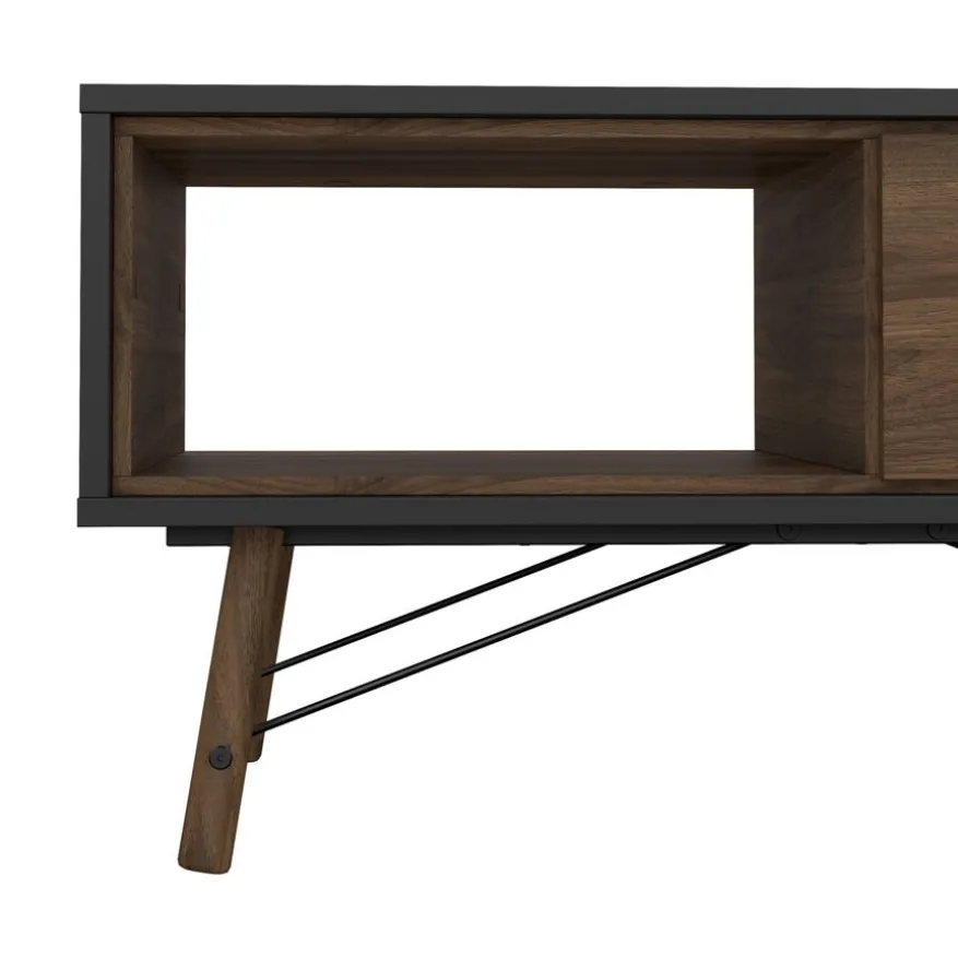 Salontafel Denver Zwart / Walnoot - 102x48 cm