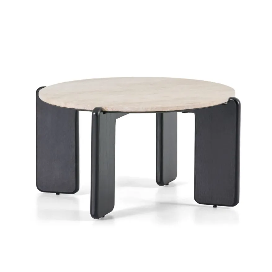 Salontafel Mosly Beige / Zwart - Ø 80 cm