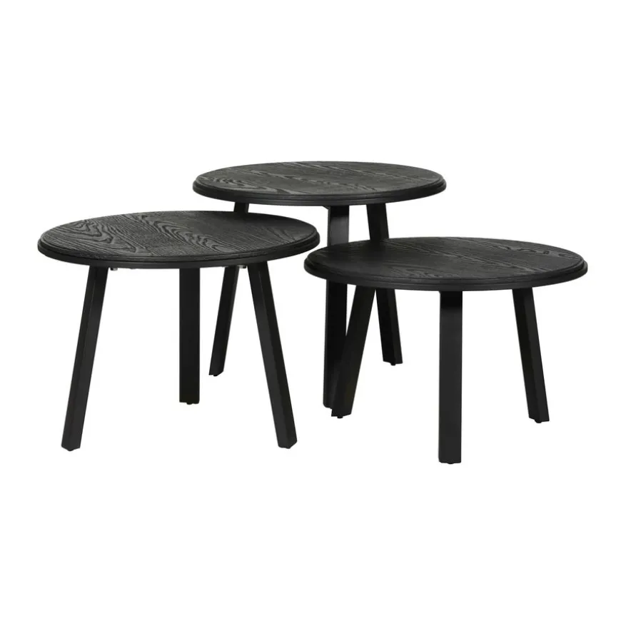 Salontafel Reims Zwart - set 3 stuks