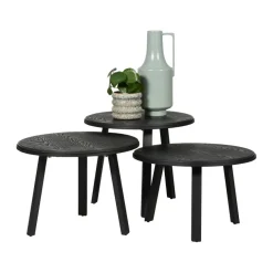 Salontafel Reims Zwart - set 3 stuks