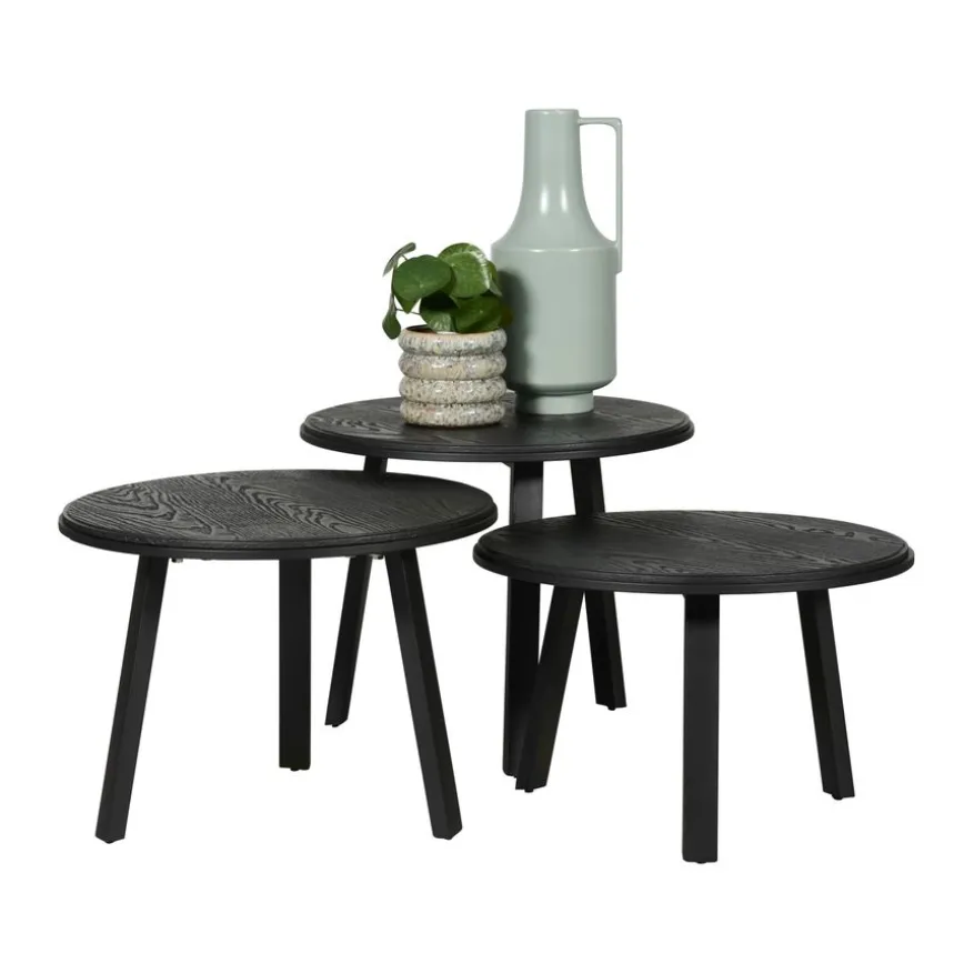 Salontafel Reims Zwart - set 3 stuks
