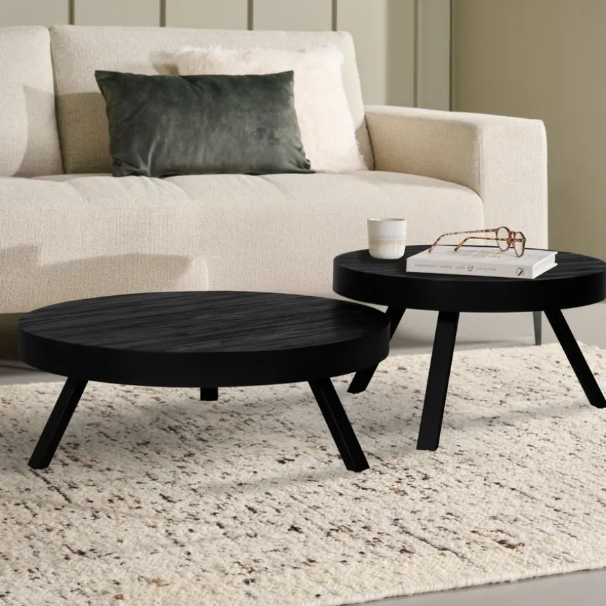 Salontafel Rennes Zwart - set 2 stuks