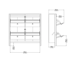 Schoenenkast Dallas Eiken - 103x103x25 cm