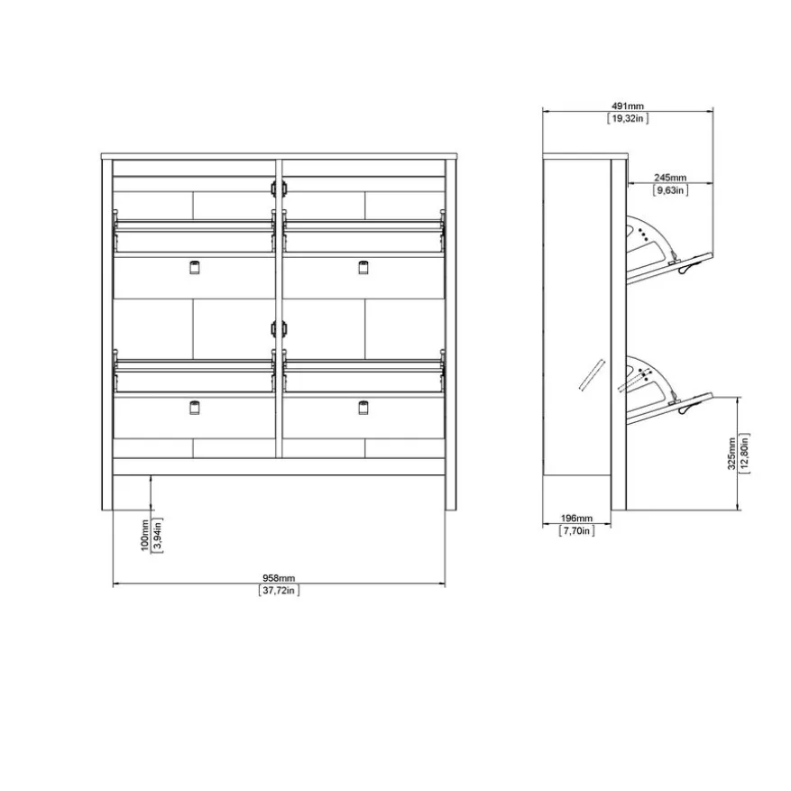 Schoenenkast Dallas Eiken - 103x103x25 cm