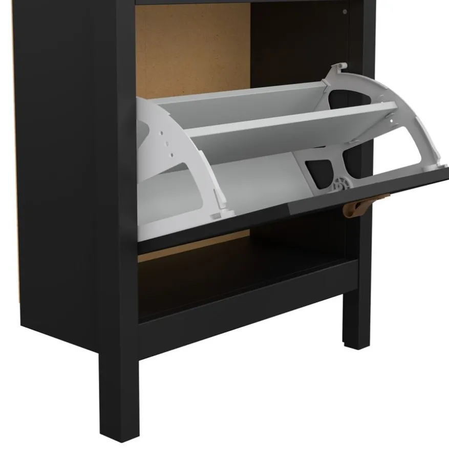 Schoenenkast Dallas Zwart - 54x103x25 cm