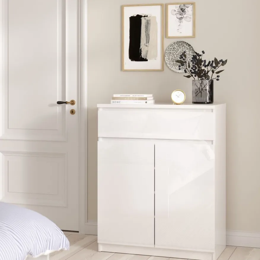 Schoenenkast Luna Hoogglans Wit - 81x101x40 cm