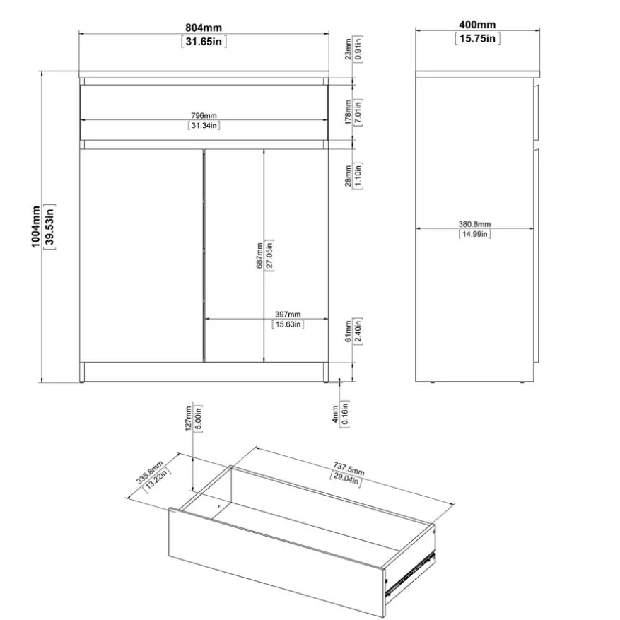 Schoenenkast Luna Hoogglans Wit - 81x101x40 cm