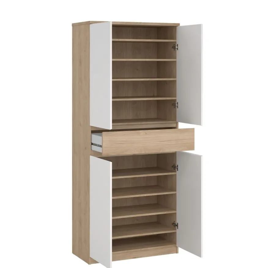 Schoenenkast Luna Wit - 81x192x40 cm