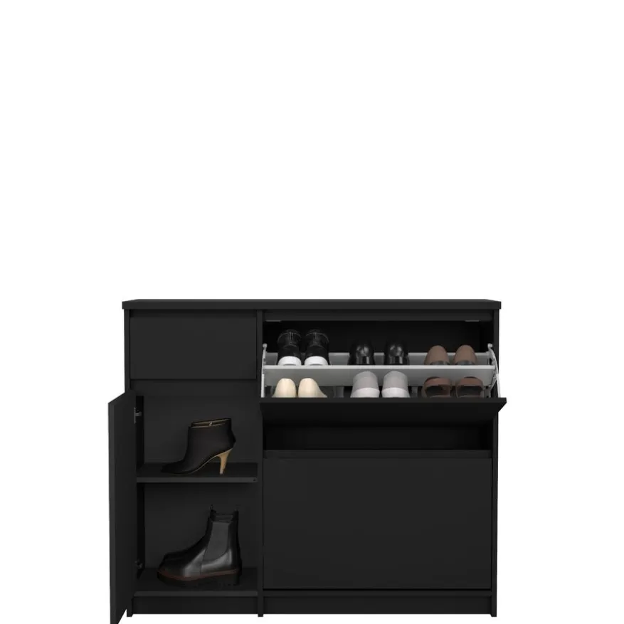 Schoenenkast Luna Zwart - 109x93x32 cm