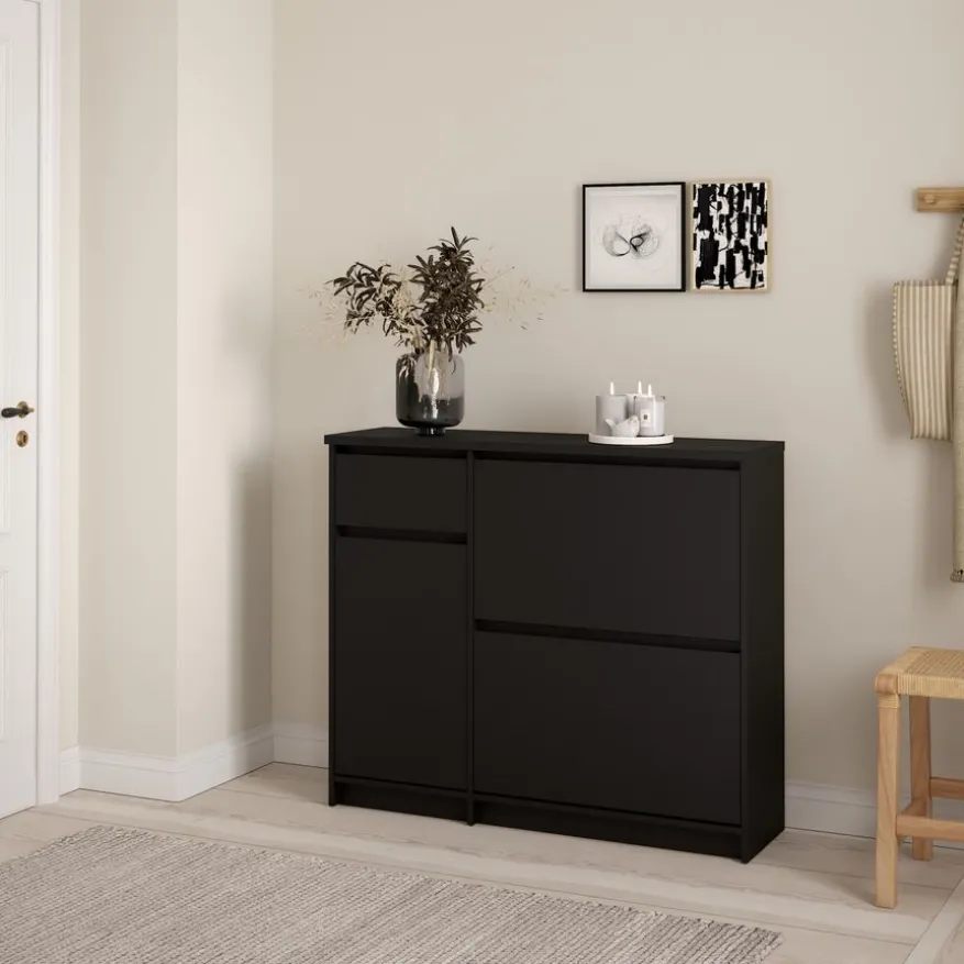 Schoenenkast Luna Zwart - 109x93x32 cm