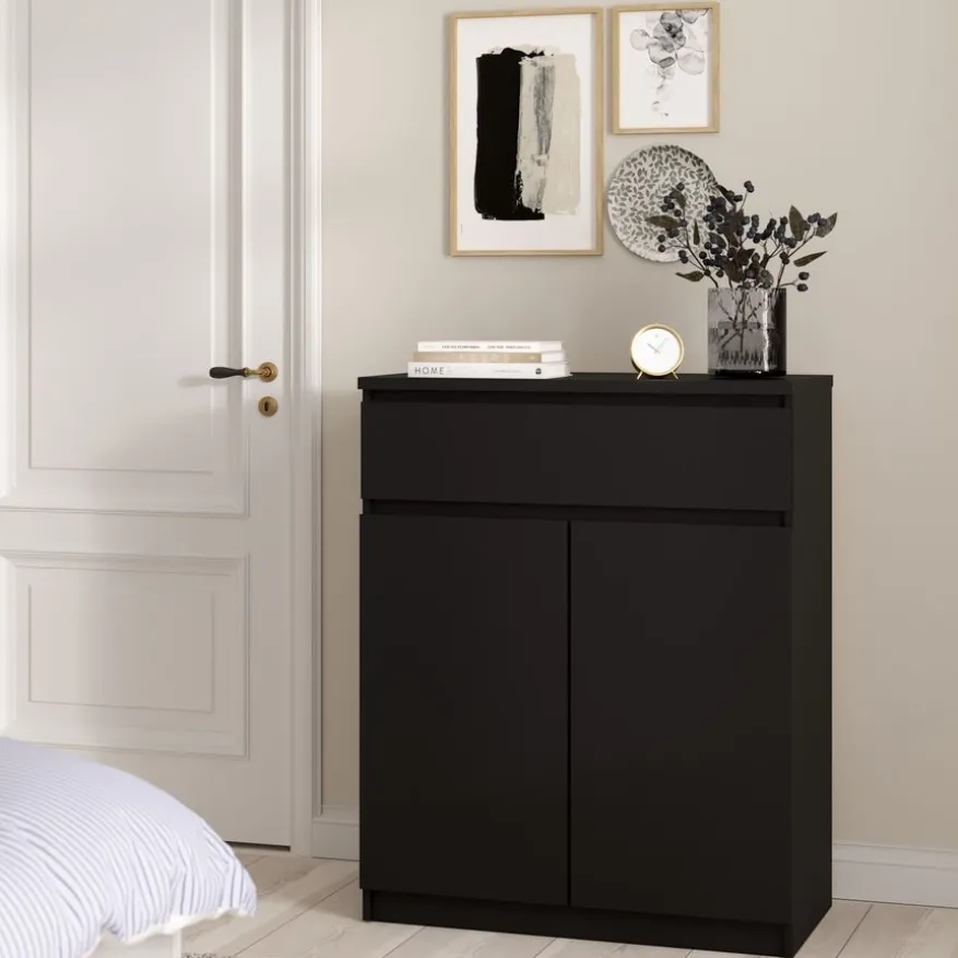 Schoenenkast Luna Zwart - 81x101x40 cm