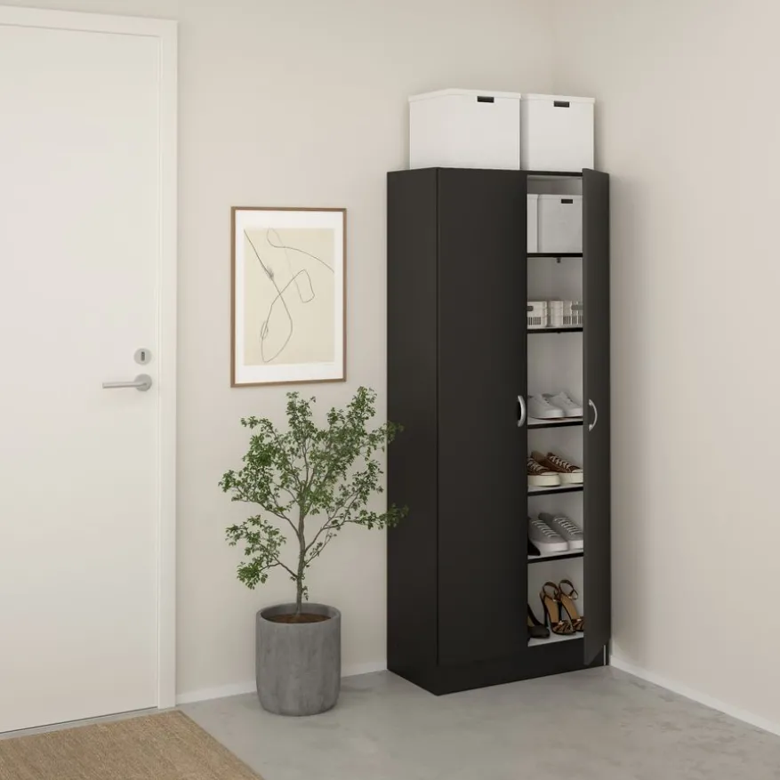 Schoenenkast Miami Zwart - 69x170x35 cm
