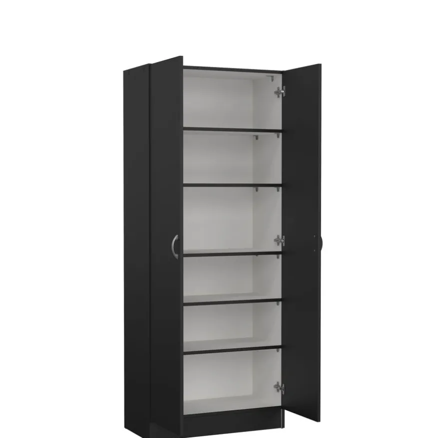Schoenenkast Miami Zwart - 69x170x35 cm