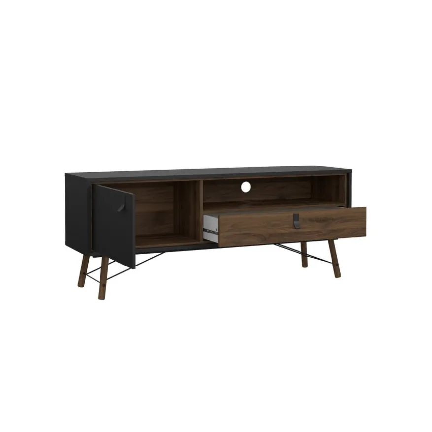 TV-meubel Denver Zwart / Walnoot - 150x60x40 cm