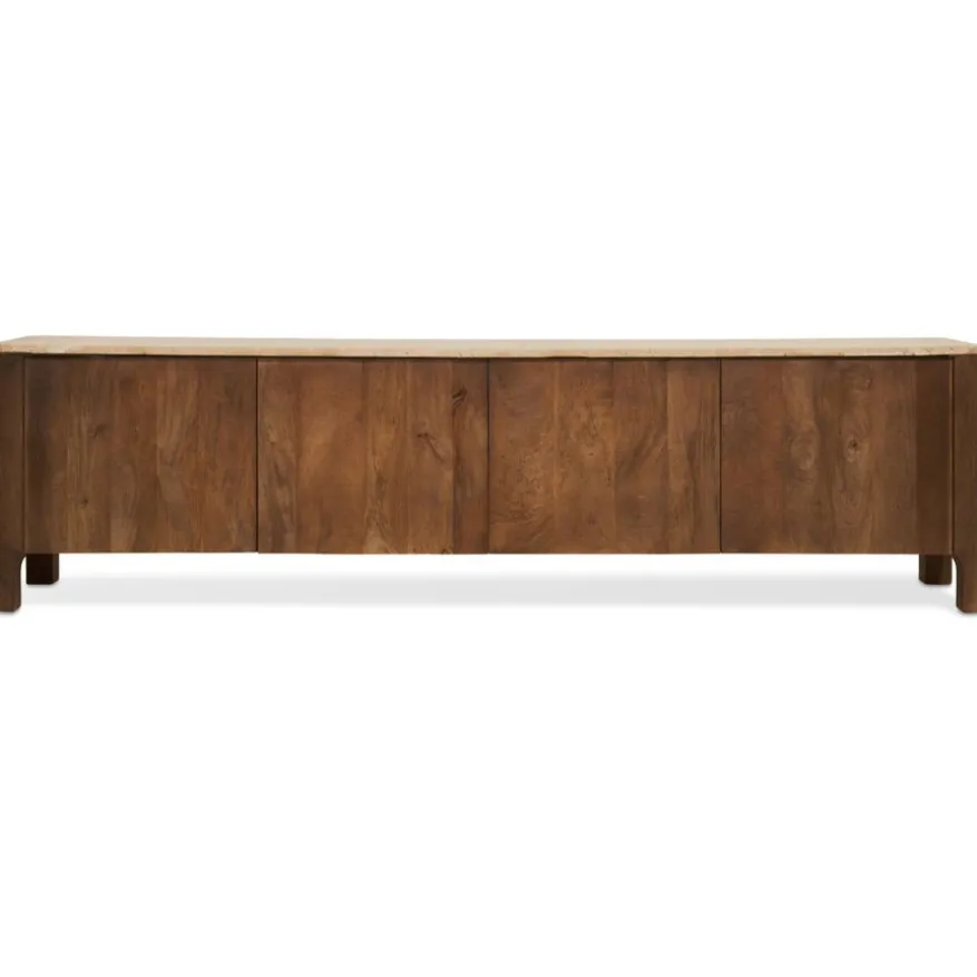 TV-Meubel Liam Bruin / Marmer - 210x55x40 cm