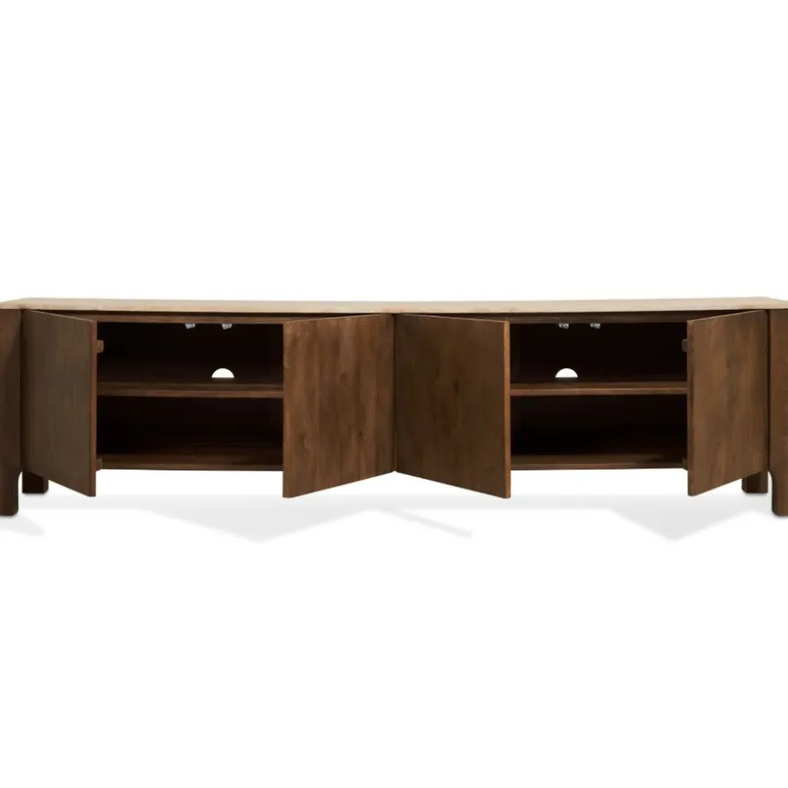 TV-Meubel Liam Bruin / Marmer - 210x55x40 cm