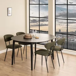 Uitschuifbare Eettafel Saga Zwart - 115/154x115 cm