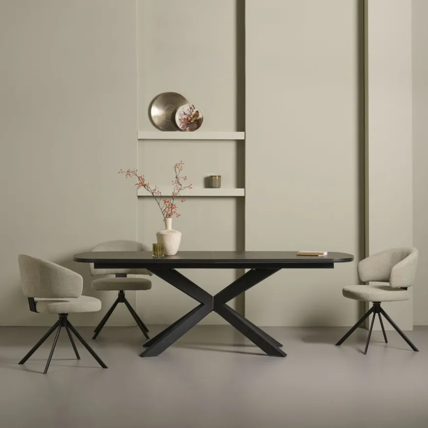 Uitschuifbare Eettafel Zwanenburg Zwart - 220/280x100