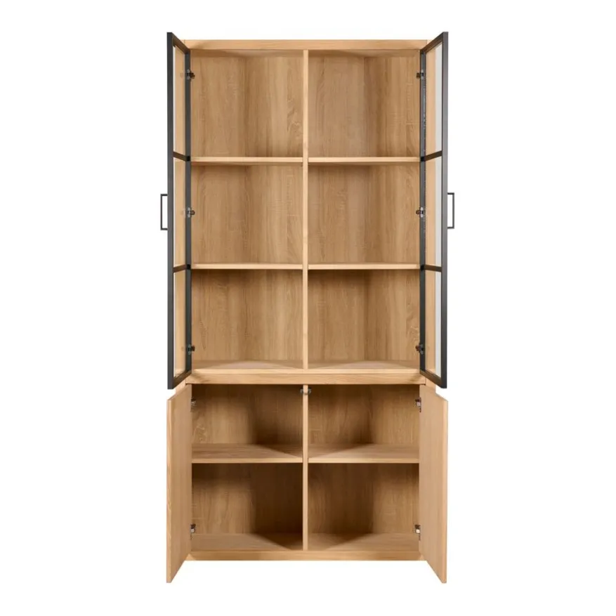 Vitrinekast Chester Naturel - 105x214x40 cm