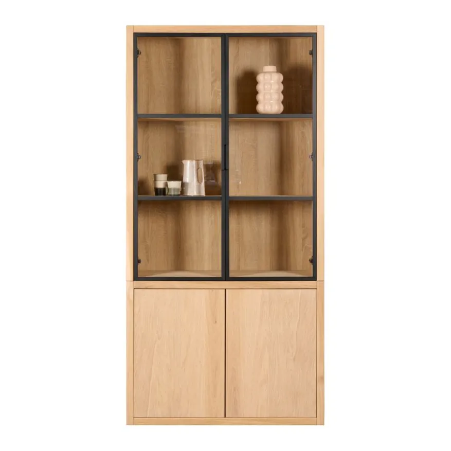 Vitrinekast Chester Naturel - 105x214x40 cm