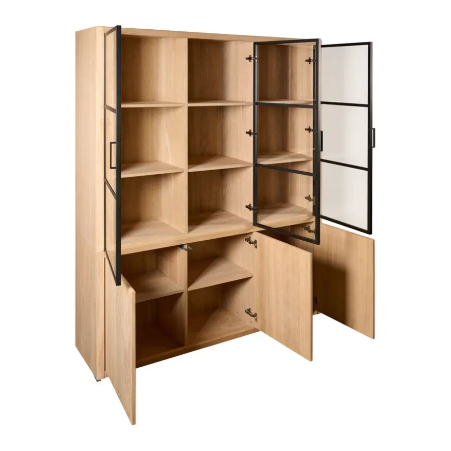 Vitrinekast Chester Naturel - 155x214x40 cm