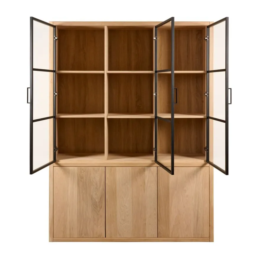 Vitrinekast Chester Naturel - 155x214x40 cm