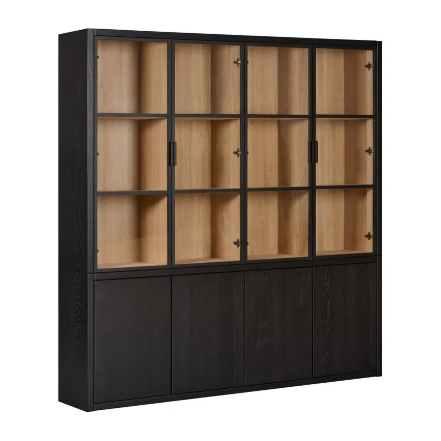 Vitrinekast Chester Zwart - 205x214x40 cm