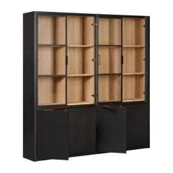 Vitrinekast Chester Zwart - 205x214x40 cm