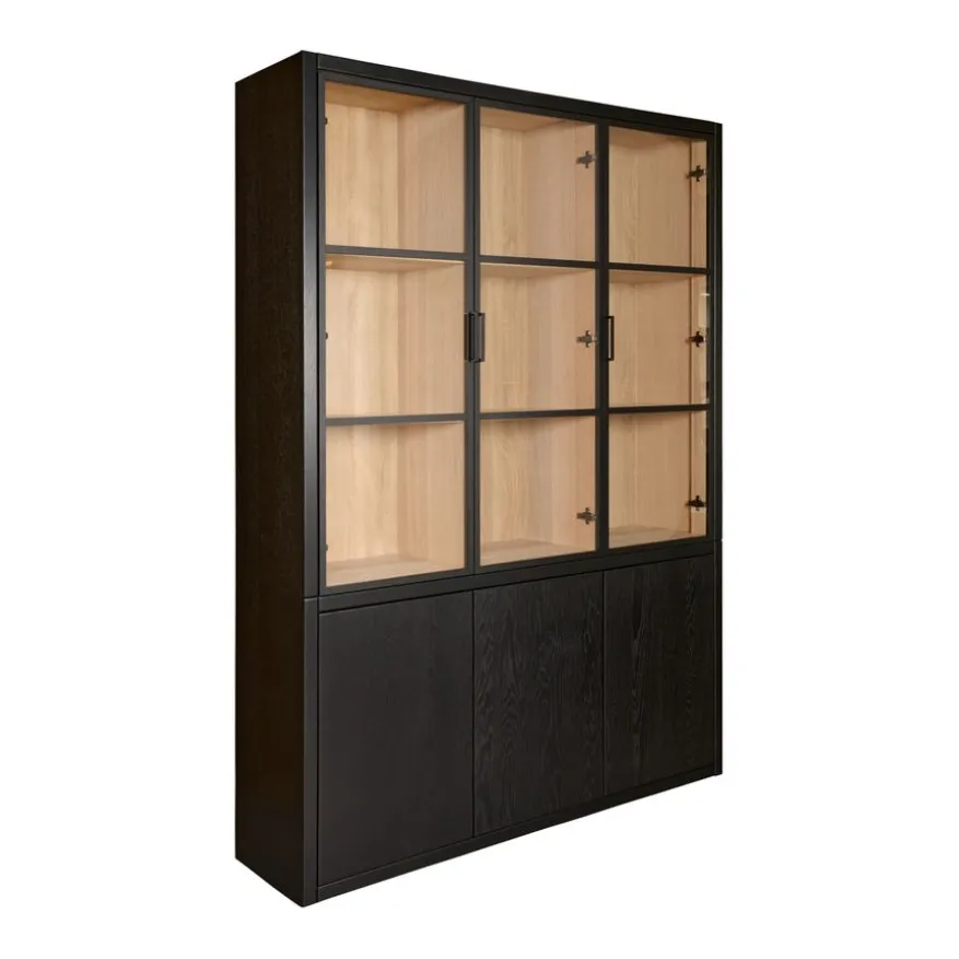 Vitrinekast Chester Zwart - 155x214x40 cm
