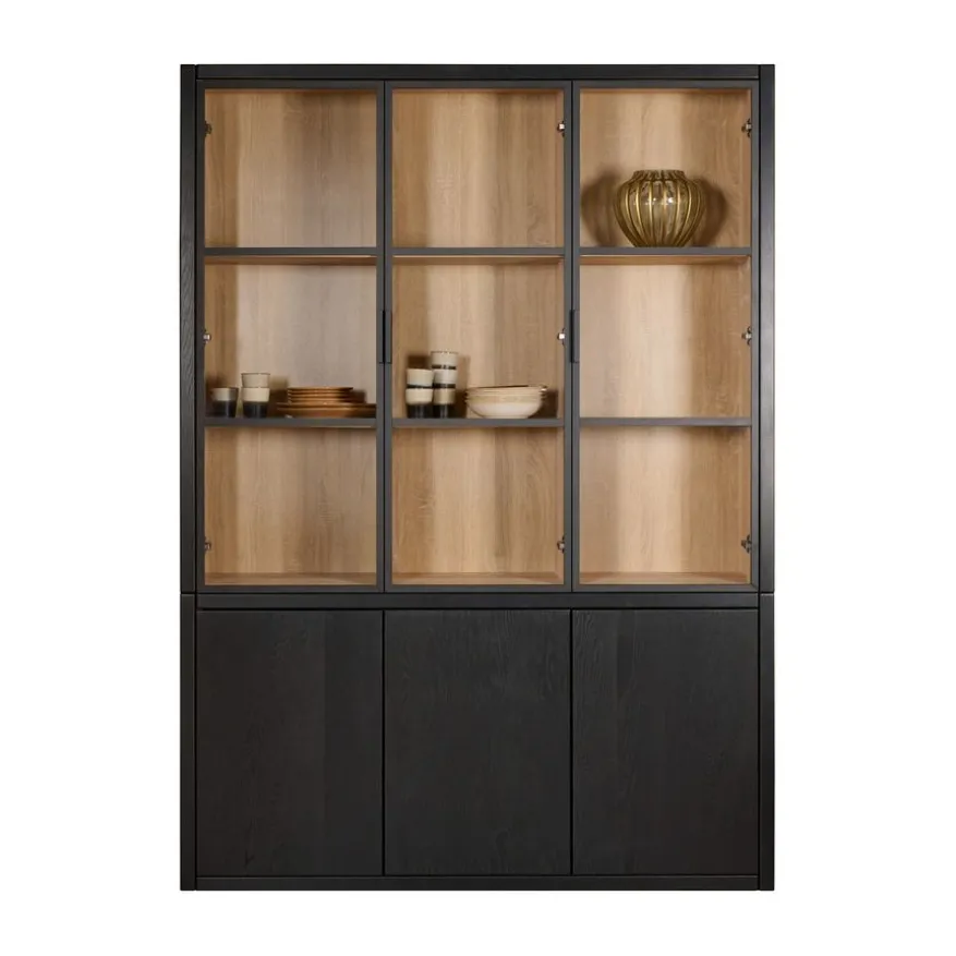 Vitrinekast Chester Zwart - 155x214x40 cm