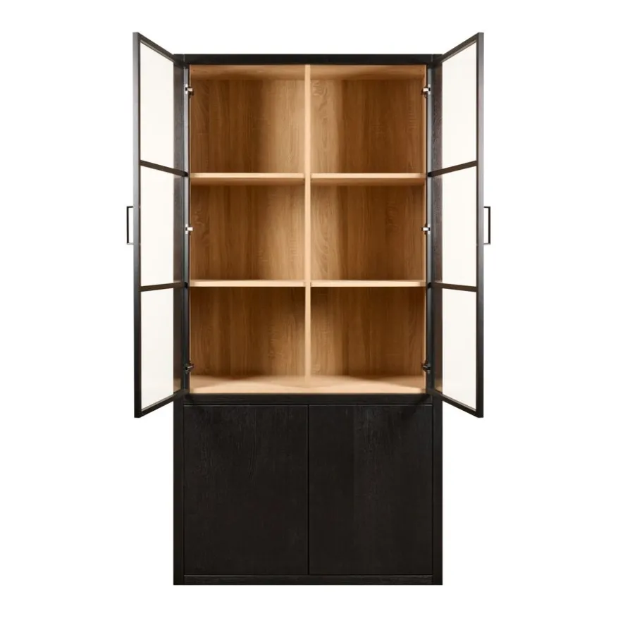 Vitrinekast Chester Zwart - 105x214x40 cm