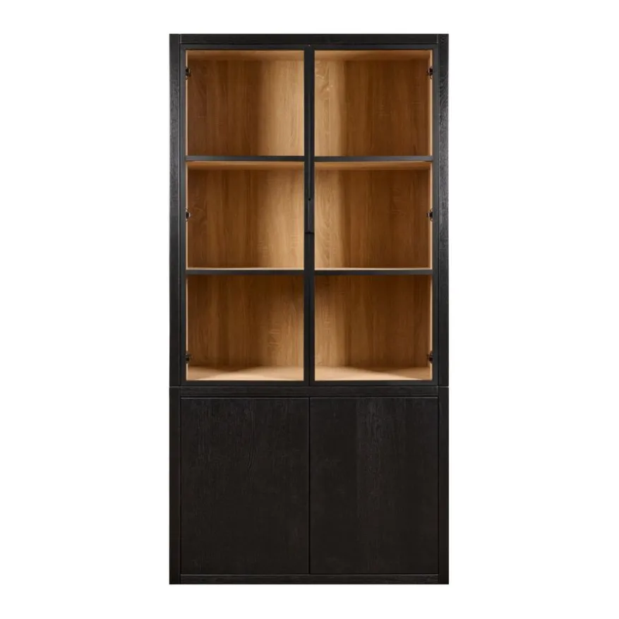 Vitrinekast Chester Zwart - 105x214x40 cm