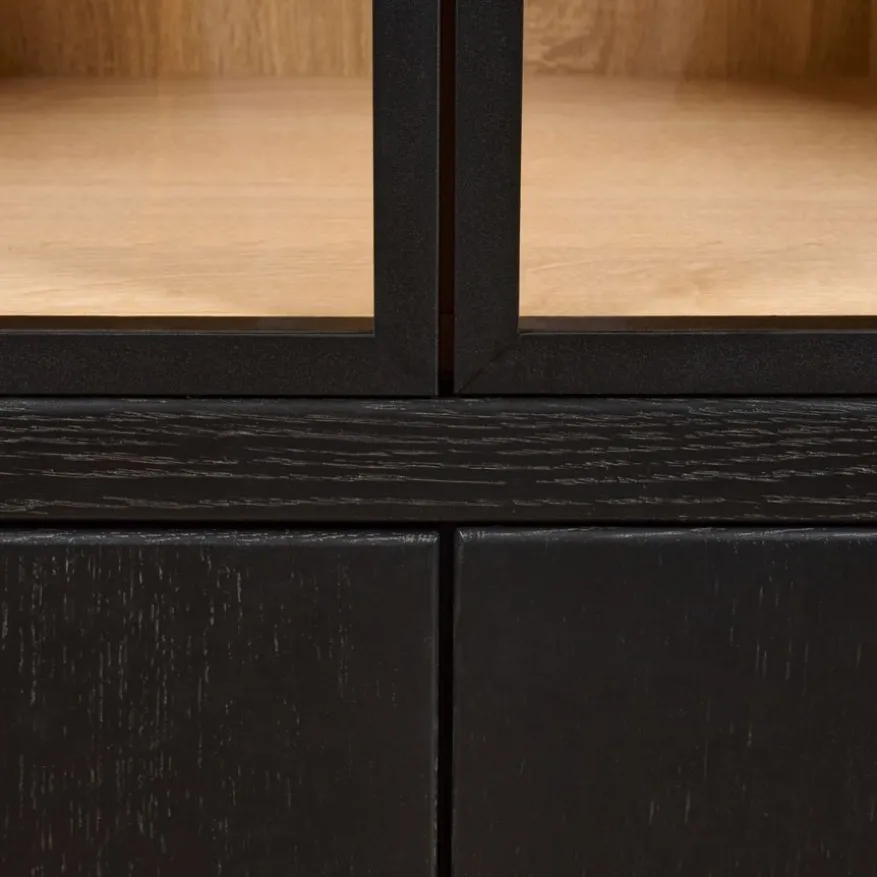 Vitrinekast Chester Zwart - 105x214x40 cm