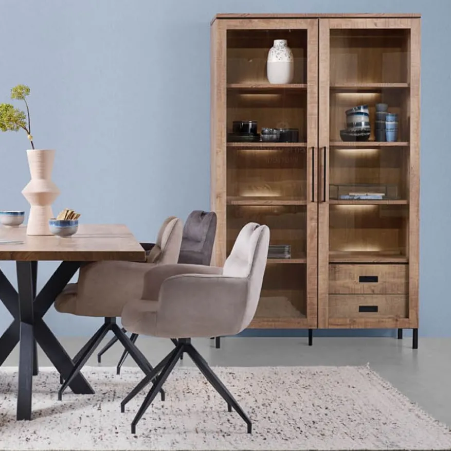 Vitrinekast Culemborg Naturel - 121x200x45 cm